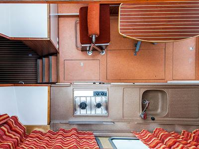 Galley of 1120R-17, a Pénichette 1120 motorboat at Loosdrecht, Netherlands