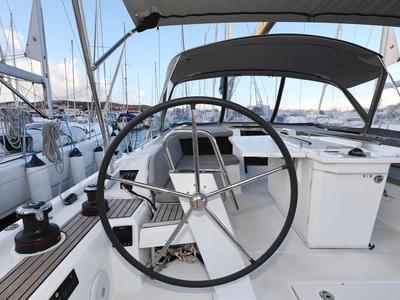 Cockpit of Arabella, a Beneteau Oceanis 46.1 sailboat at Grad Biograd na Moru, Croatia
