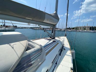 Deck of NIKE, a Beneteau First 35 sailboat at Grad Pula, Croatia