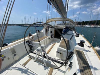 Cockpit of NIKE, a Beneteau First 35 sailboat at Grad Pula, Croatia