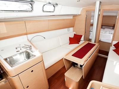 Galley of NIKE, a Beneteau First 35 sailboat at Grad Pula, Croatia