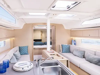 Galley of Viridis, a Dufour 37 sailboat at Olbia, Italy