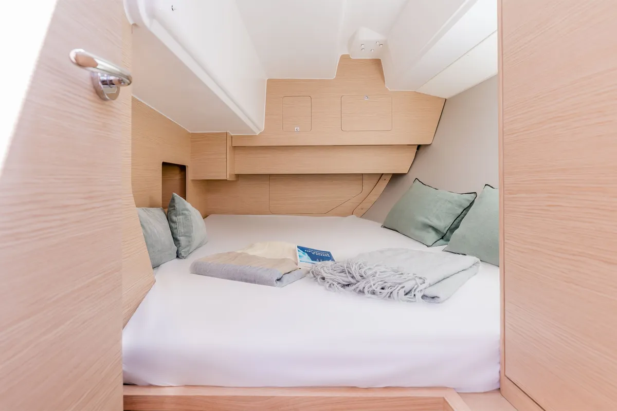 Cabin on Viridis, a Dufour 37 sailboat at Olbia, Italy