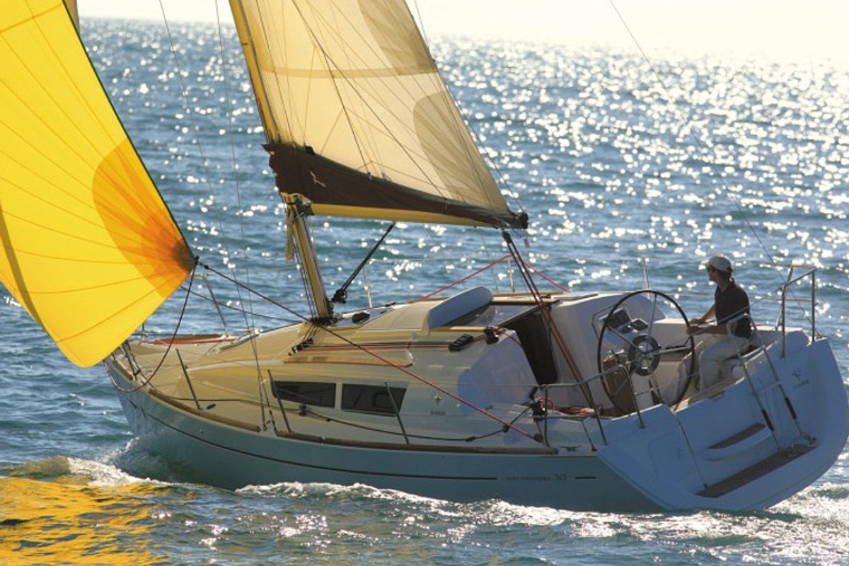 Exterior view of Beagle, a Jeanneau Sun Odyssey 30i sailboat at Yerseke, Netherlands