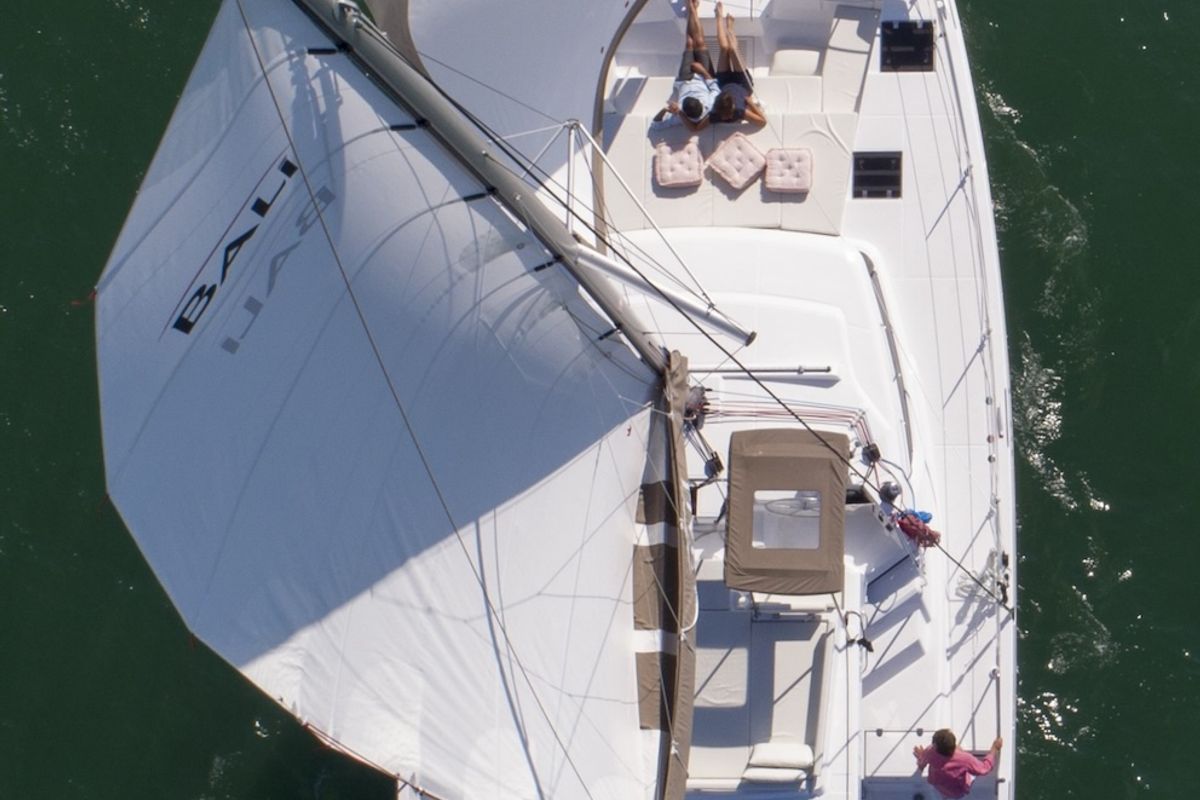 Exterior view of Deep Breath, a Bali Catspace catamaran at Pirovac, Croatia