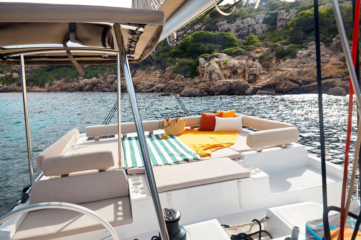 Deck of Deep Breath, a Bali Catspace catamaran at Pirovac, Croatia
