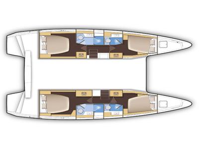 Floor plan of One Dream, a Lagoon 42 catamaran at Municipal Unit of Lefkada, Greece