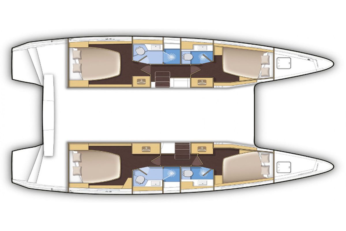 Floor plan of One Dream, a Lagoon 42 catamaran at Municipal Unit of Lefkada, Greece