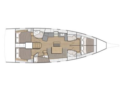 Floor plan of Luna, a Beneteau Oceanis 46.1 sailboat at Puntone di Scarlino, Italy