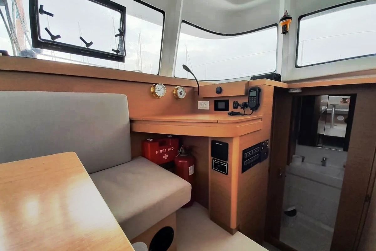 Cockpit of Saint Andrew, a Excess 11 catamaran at Lavreotiki Municipal Unit, Greece