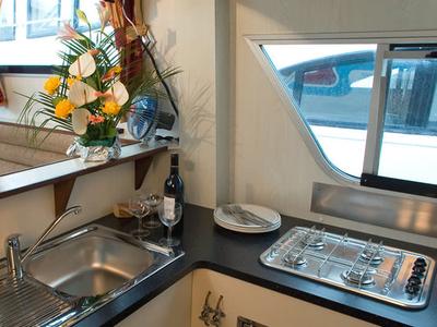 Galley of Continentale - Budget 22, a Cygnet Continentale motorboat at Castelnaudary, France
