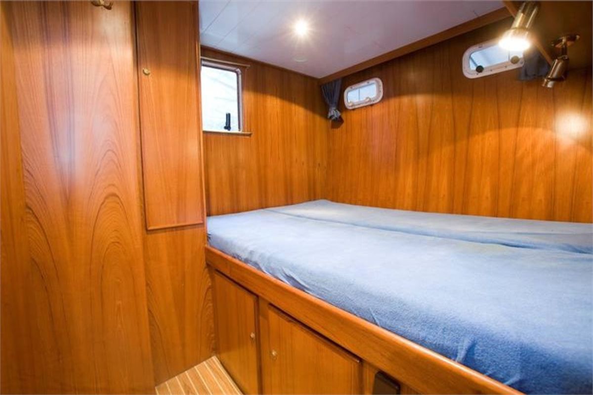 Cabin on Drait 22, a De Drait Renal 50 motorboat at Drachten, Netherlands