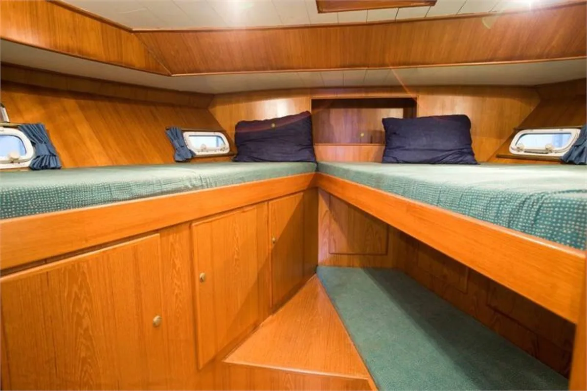 Cabin on Drait 22, a De Drait Renal 50 motorboat at Drachten, Netherlands