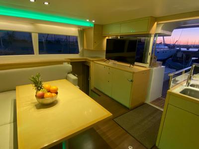 Salon of Fornes, a Lagoon 450 Fly catamaran at Ibiza, Spain