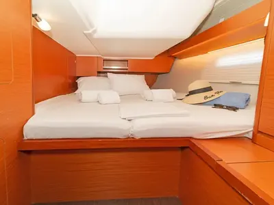 Cabin on Ocean Whisper, a Dufour 430 sailboat at Port of Avdira, Greece