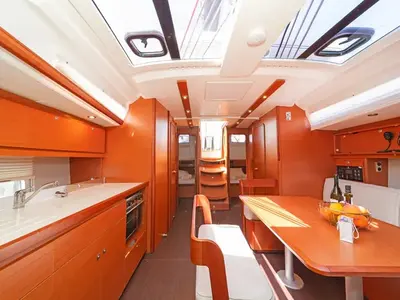 Galley of Ocean Whisper, a Dufour 430 sailboat at Port of Avdira, Greece