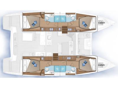 Floor plan of Manureva, a Lagoon 46 catamaran at Alameda, United States