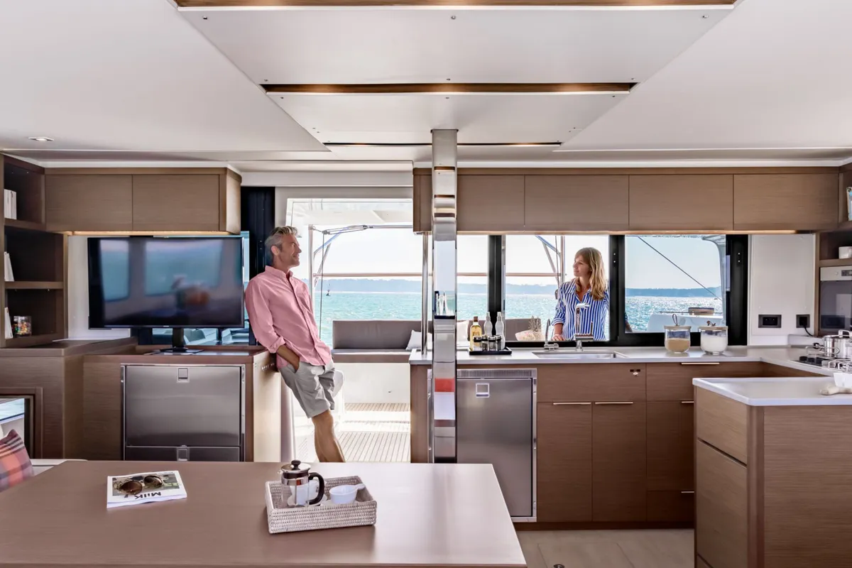 Salon of Manureva, a Lagoon 46 catamaran at Alameda, United States