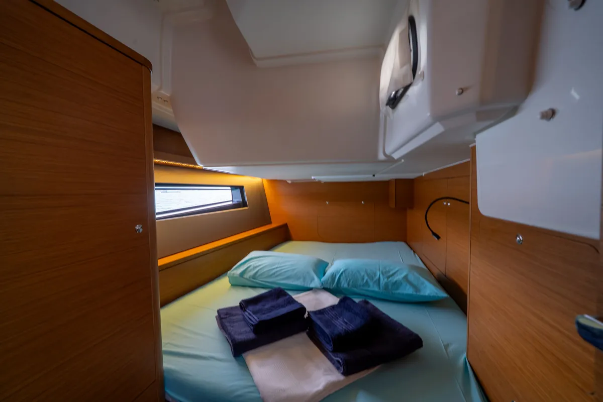 Cabin on Alfasyr, a Dufour 44 sailboat at Fethiye, Turkey