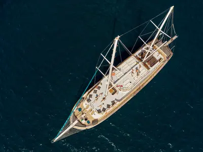 Deck of Boreas, a Custom Made Boreas yacht at Bodrum, Turkey