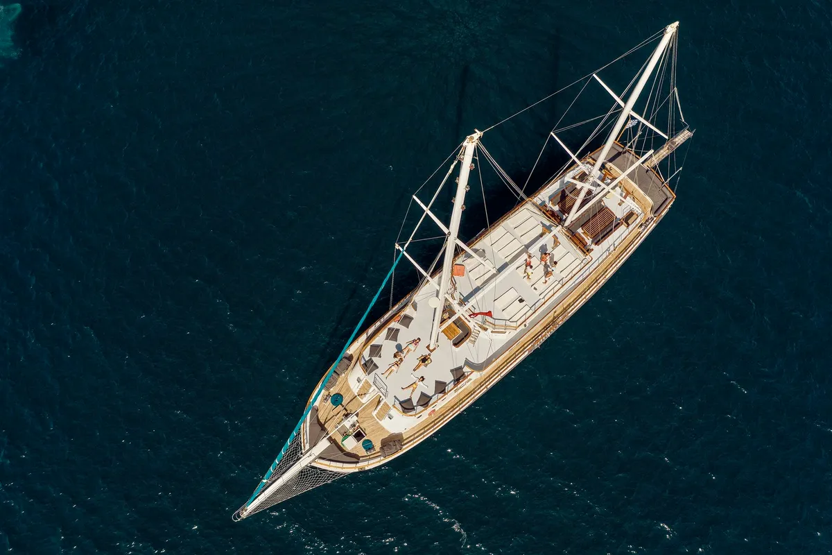 Deck of Boreas, a Custom Made Boreas yacht at Bodrum, Turkey