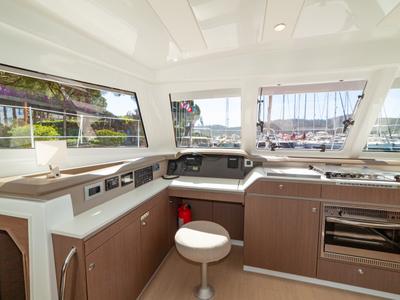 Galley of Sail Spica, a Bali Catspace catamaran at Fethiye, Turkey