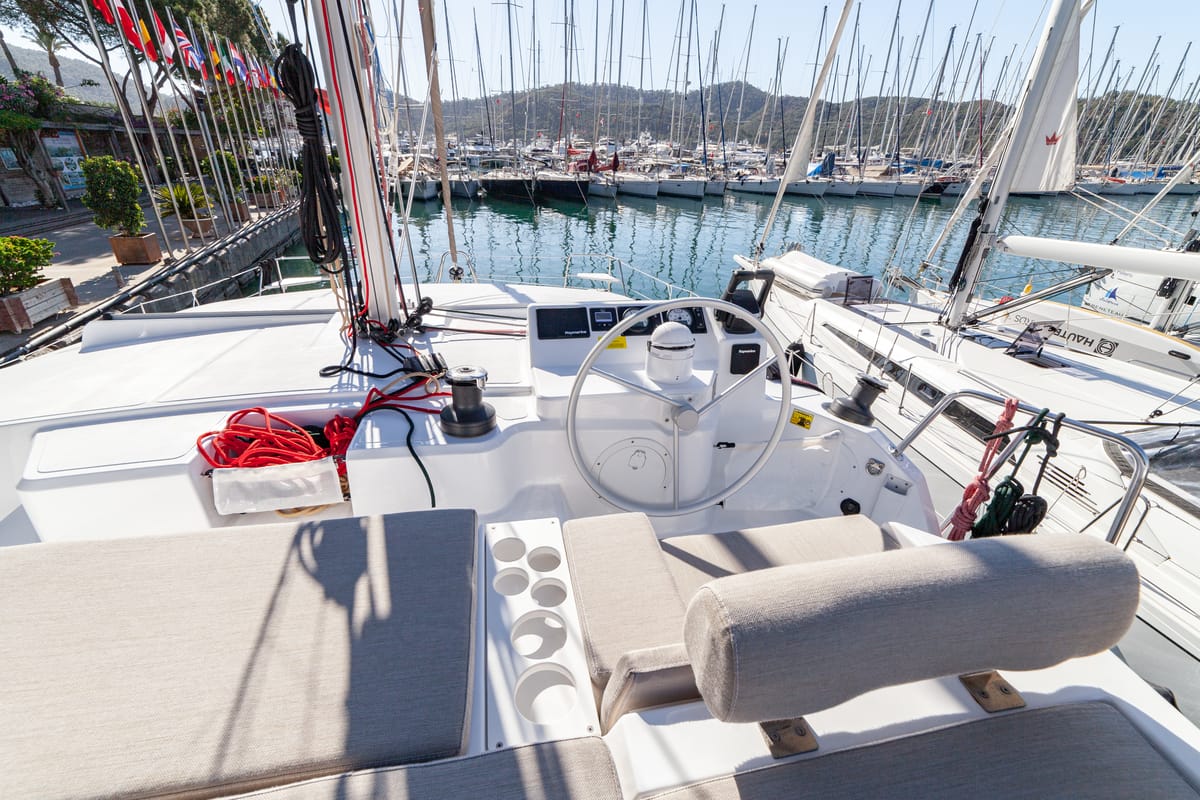 Sail Spica, a Bali Catspace catamaran at Fethiye, Turkey