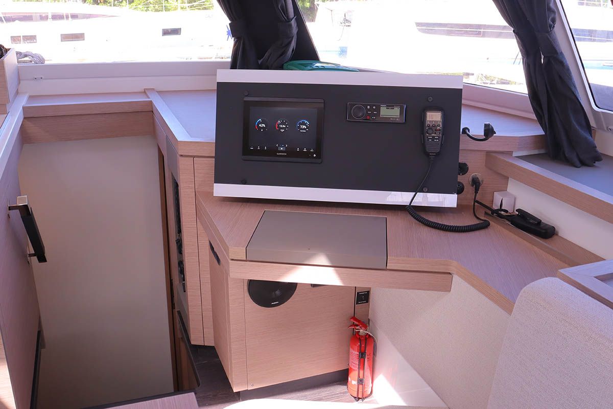 Salon of Michelle ma Belle, a Fountaine Pajot Astrea 42 Quatuor catamaran at Road Town, British Virgin Islands