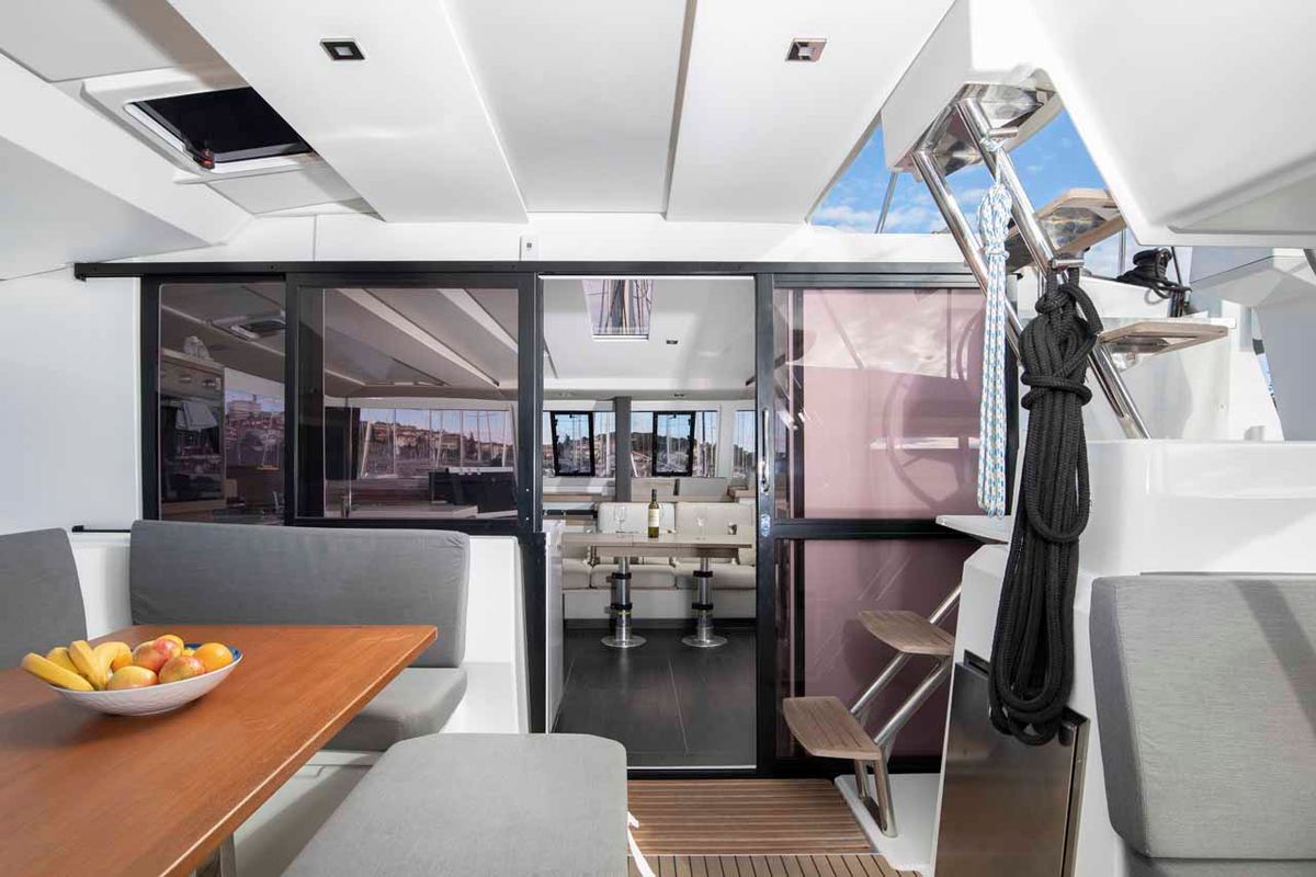 Deck of Follow The Sun, a Fountaine Pajot Astrea 42 catamaran at Općina Medulin, Croatia