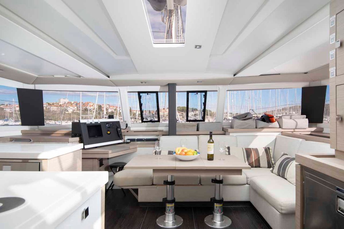 Salon of Follow The Sun, a Fountaine Pajot Astrea 42 catamaran at Općina Medulin, Croatia