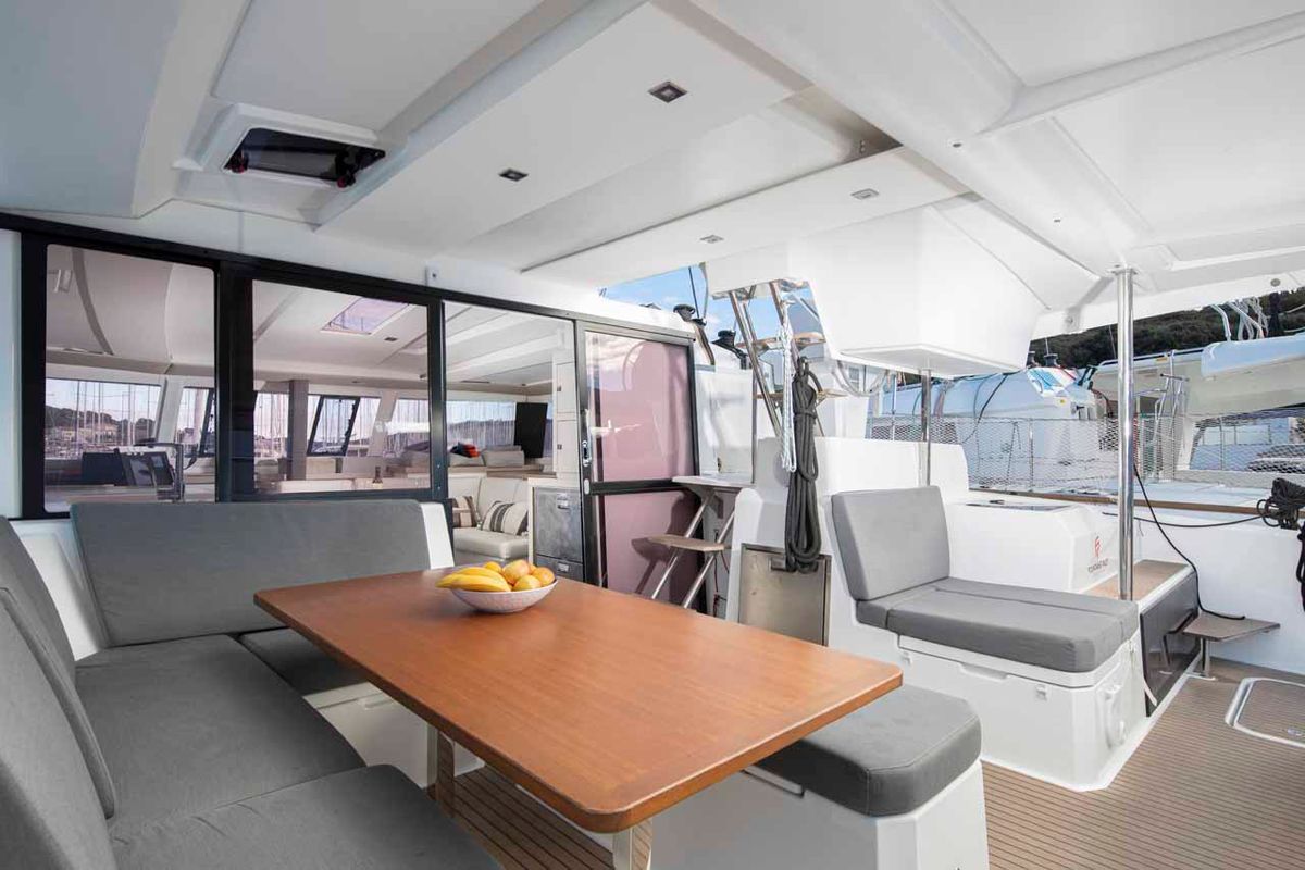 Deck of Follow The Sun, a Fountaine Pajot Astrea 42 catamaran at Općina Medulin, Croatia
