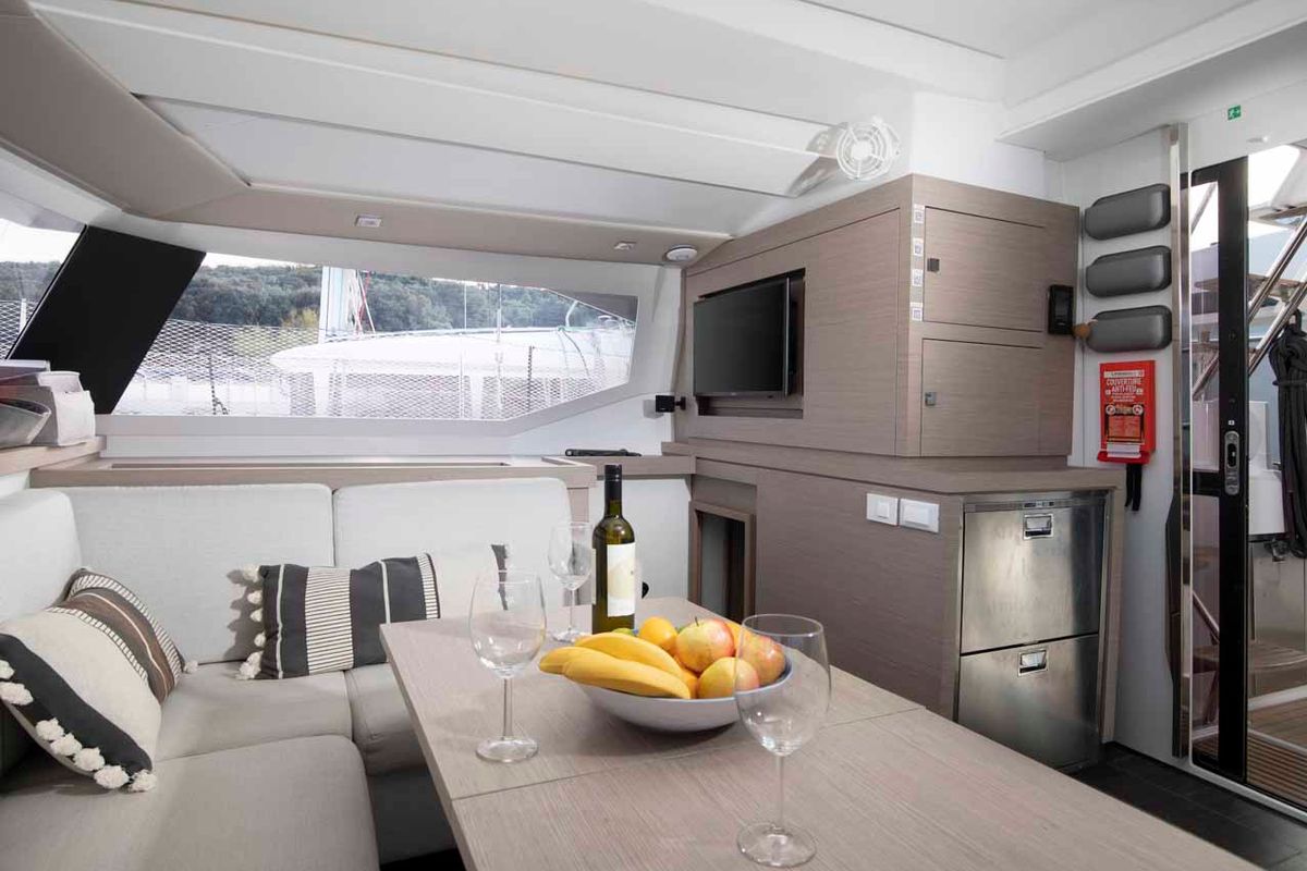 Salon of Follow The Sun, a Fountaine Pajot Astrea 42 catamaran at Općina Medulin, Croatia