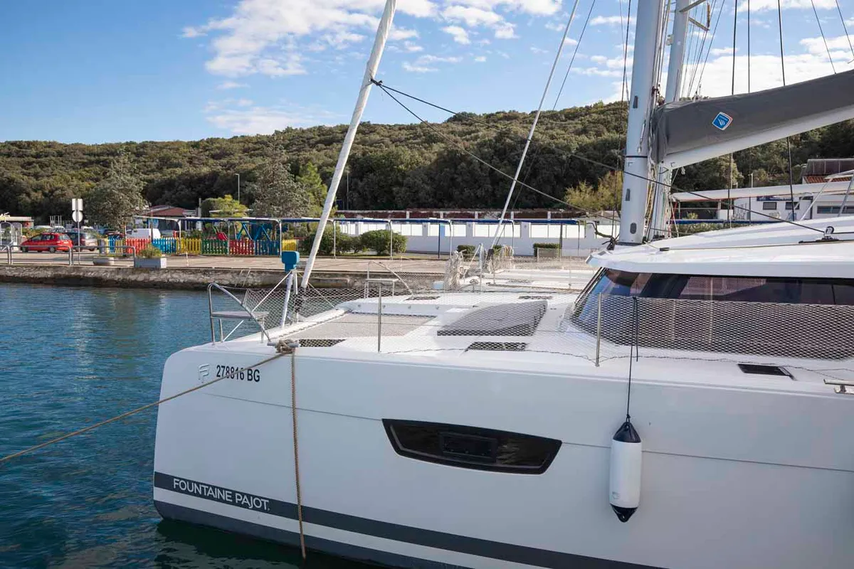 Exterior view of Follow The Sun, a Fountaine Pajot Astrea 42 catamaran at Općina Medulin, Croatia