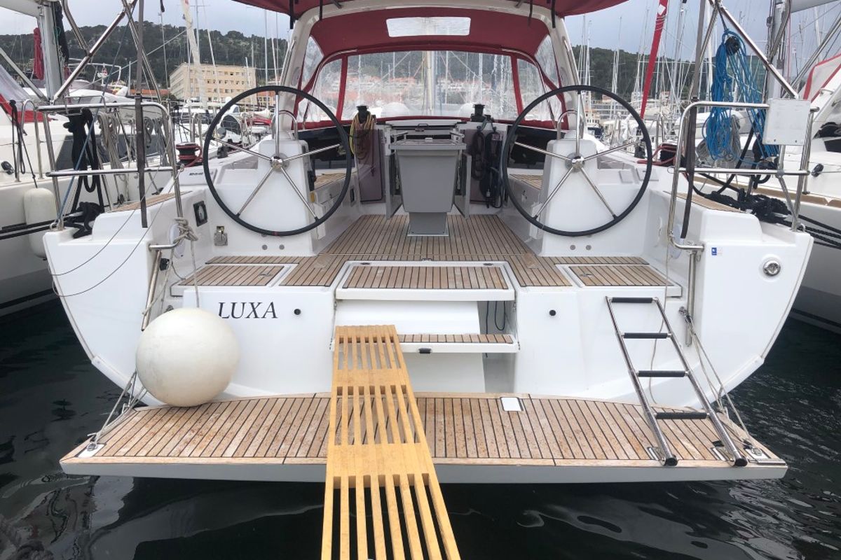 Deck of Luxa, a Beneteau Oceanis 41.1 sailboat at Split, Croatia