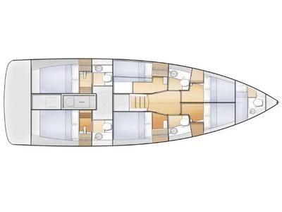 Floor plan of Solaris, a Jeanneau Sun Loft 47 sailboat at Municipal Unit of Lefkada, Greece
