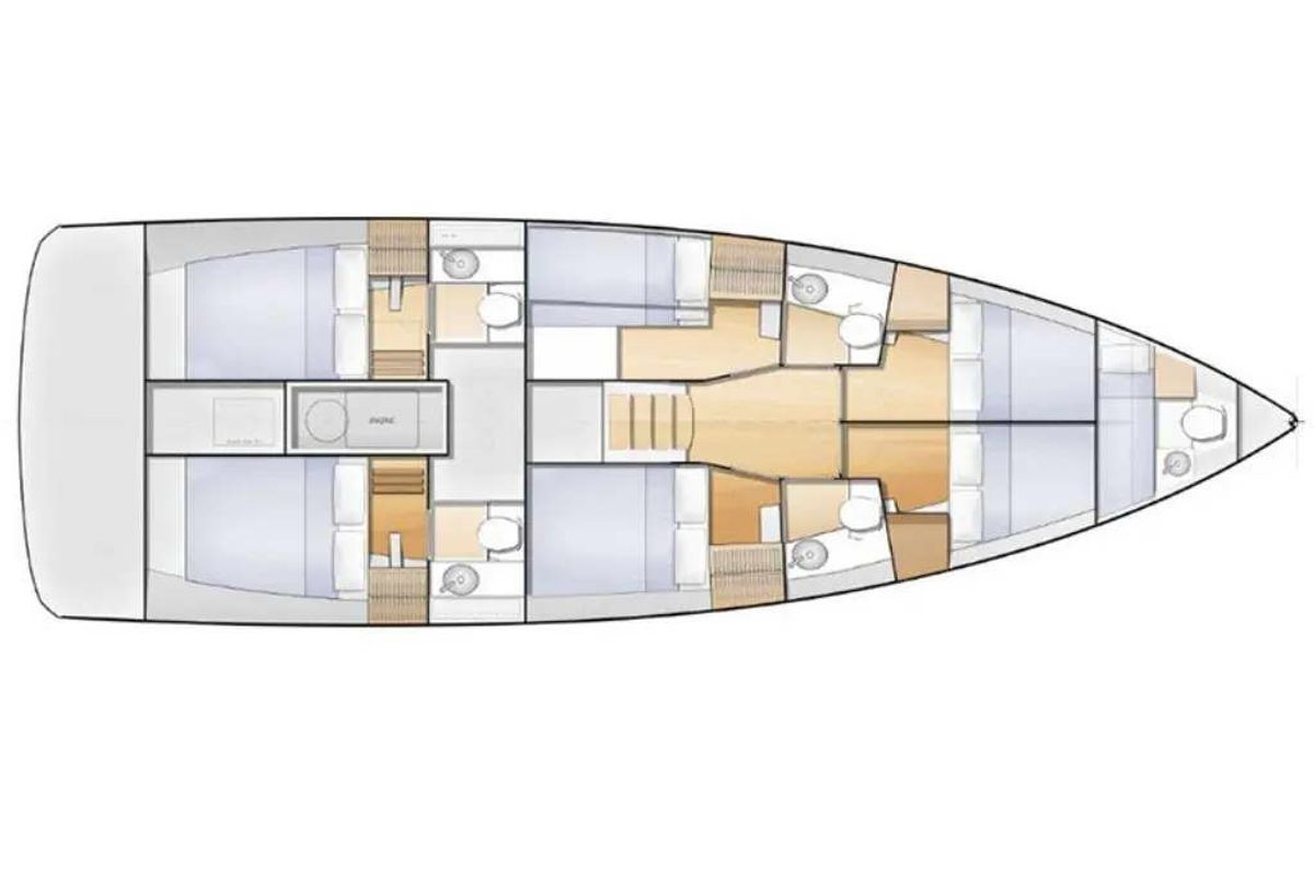 Floor plan of Solaris, a Jeanneau Sun Loft 47 sailboat at Municipal Unit of Lefkada, Greece