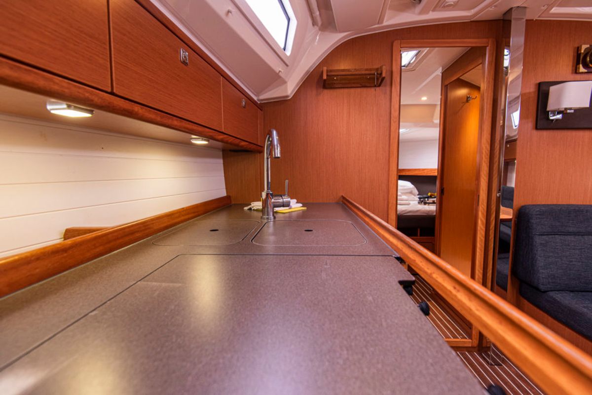 Galley of Libeccio, a Bavaria Cruiser 41 sailboat at San Vincenzo, Italy