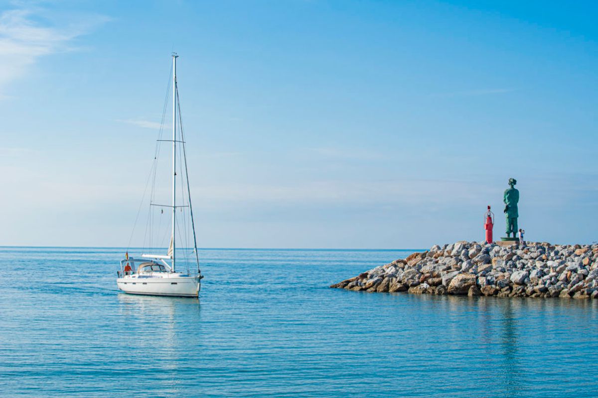 Exterior view of Libeccio, a Bavaria Cruiser 41 sailboat at San Vincenzo, Italy