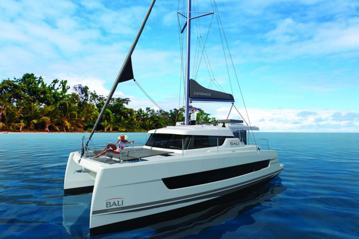 Exterior view of Double Three, a Bali Catspace catamaran at Kalkara, Malta