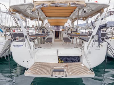 Discovery Blue, a Jeanneau Sun Loft 47 sailboat at Municipal Unit of Nea Peramos, Greece