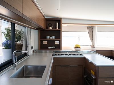 Galley of El Marita Brand New 2021 A/C & Generator Skippered, a Lagoon 46 catamaran at Municipal Unit of Lefkada, Greece