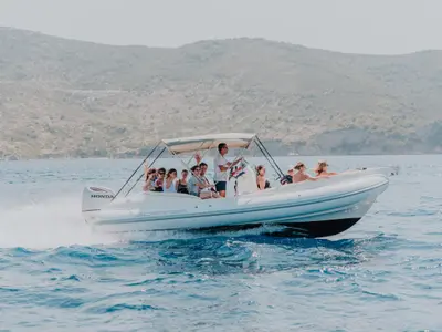 Exterior view of Envy Tender, a Scanner 710 motorboat at Grad Trogir, Croatia