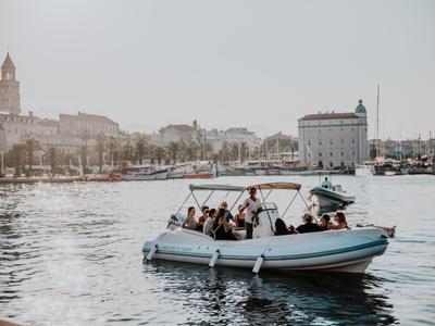 Exterior view of Envy Tender, a Scanner 710 motorboat at Grad Trogir, Croatia