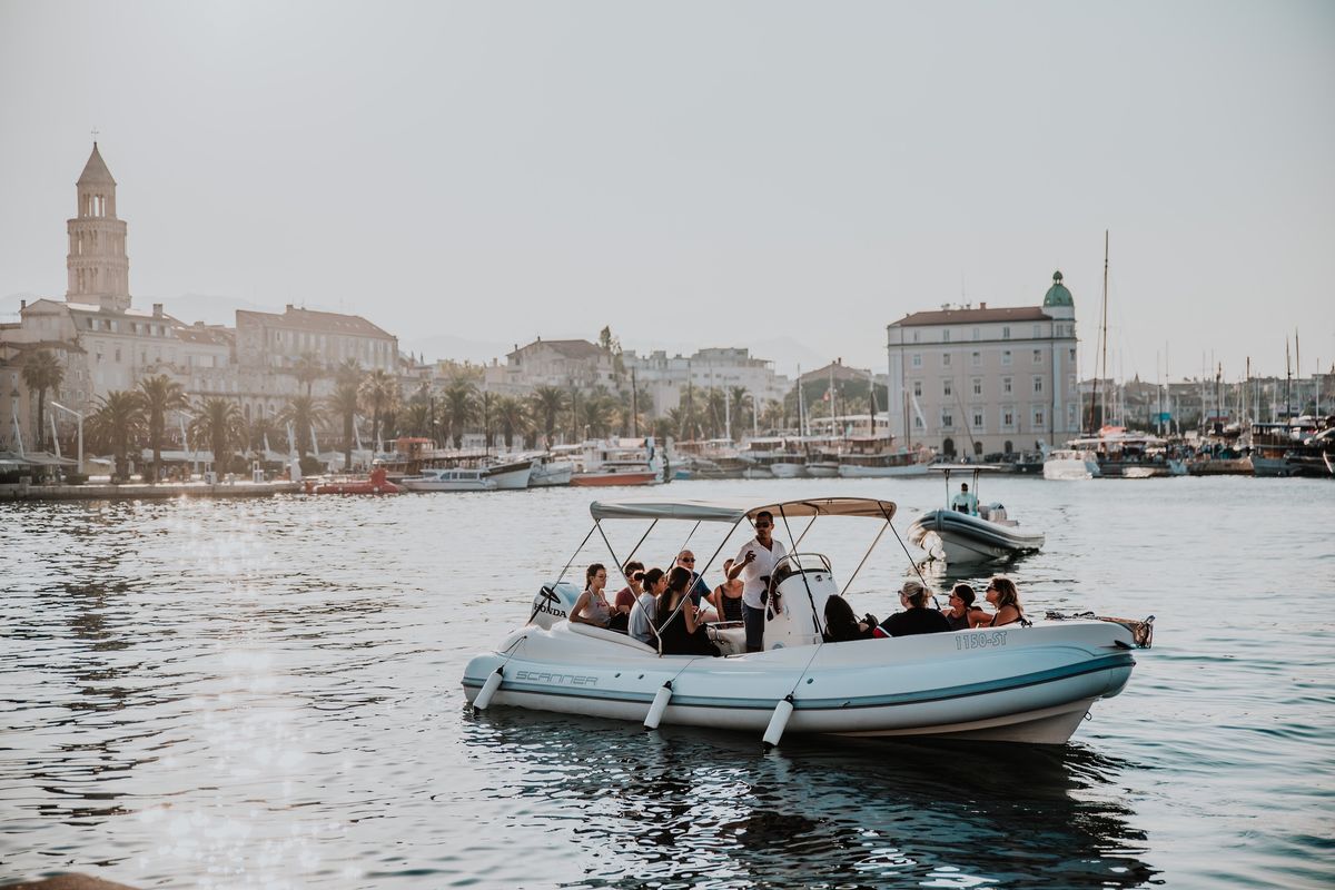 Exterior view of Envy Tender, a Scanner 710 motorboat at Grad Trogir, Croatia