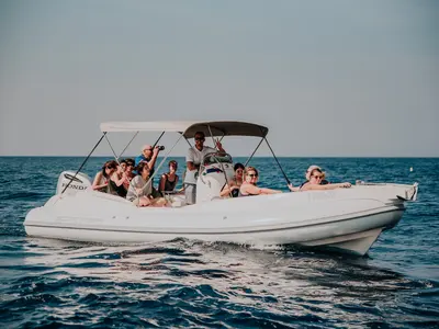 Exterior view of Envy Tender, a Scanner 710 motorboat at Grad Trogir, Croatia