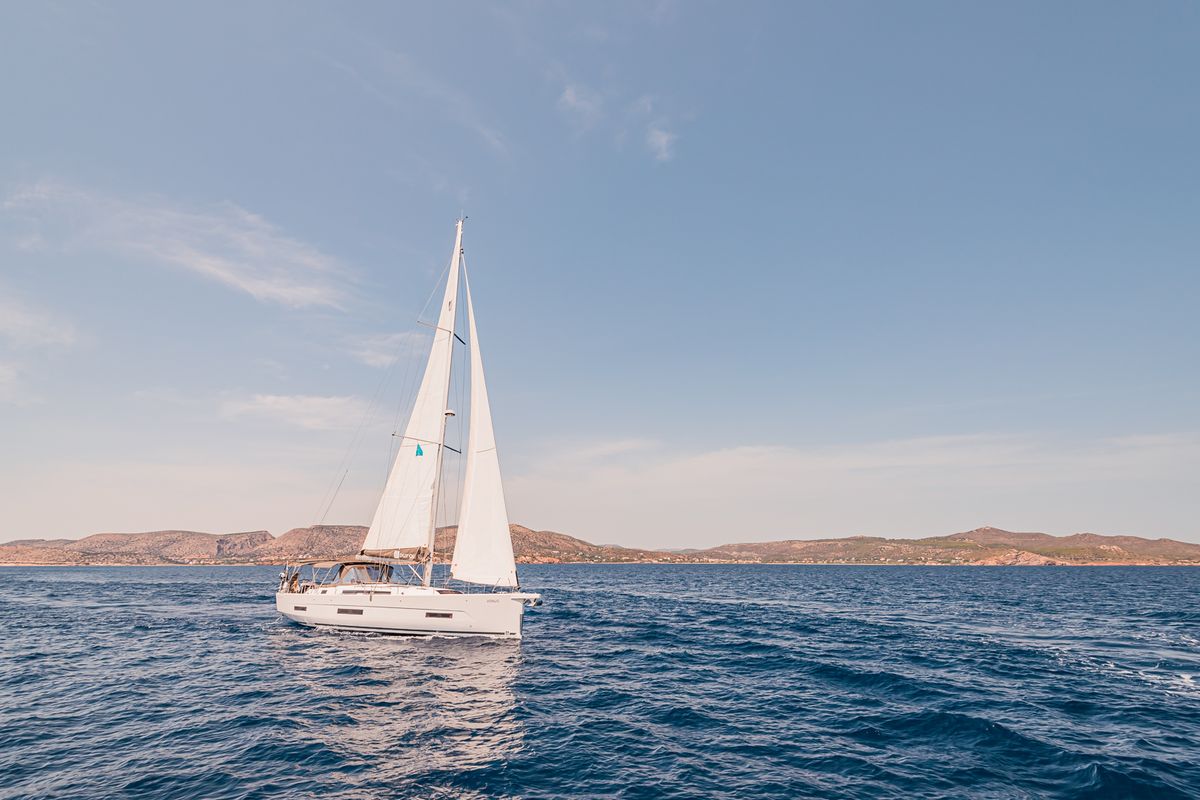 Exterior view of Artemide, a Dufour 530 sailboat at Capo d'Orlando, Italy
