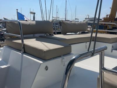 Deck of Red Rose, a Fountaine Pajot Saona 47 catamaran at Tourlos, Greece