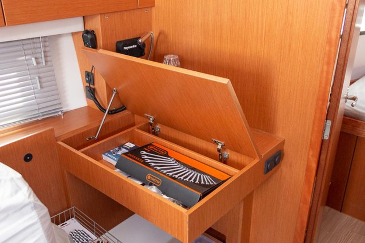 Cabin on Tatyana, a Bavaria C42 sailboat at Pirovac, Croatia
