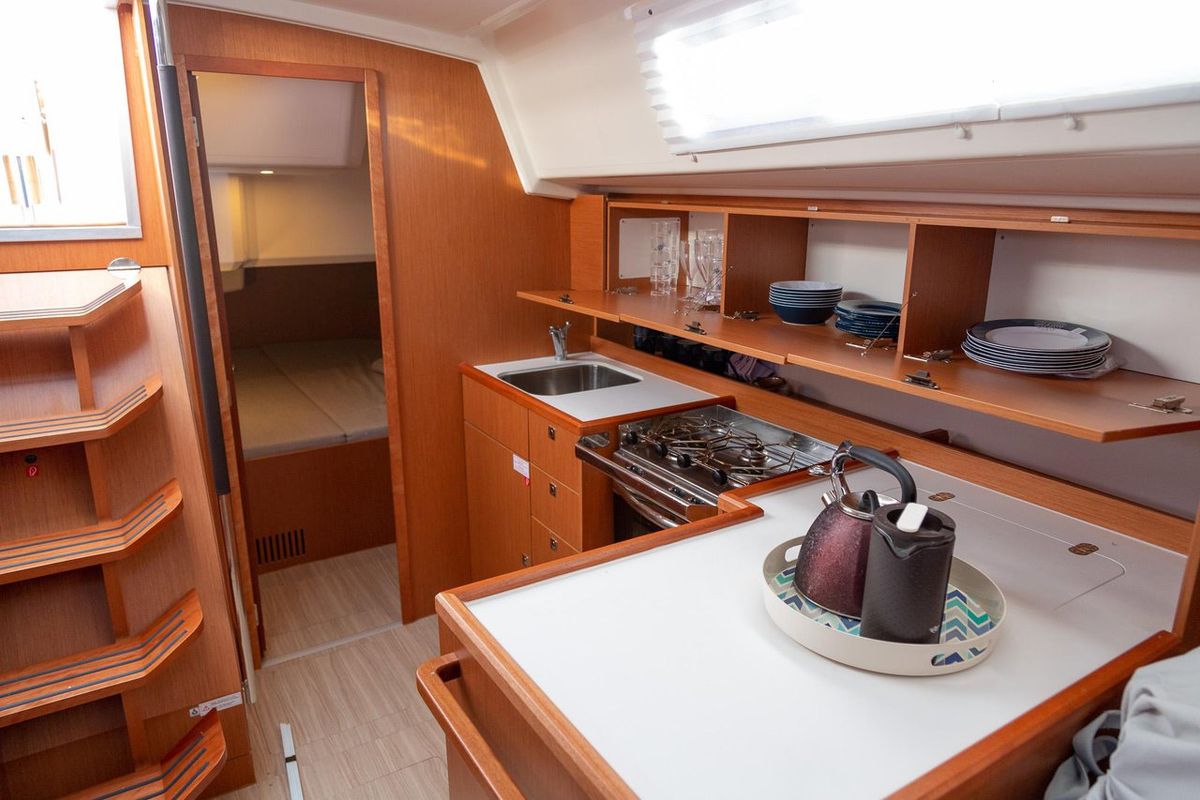 Galley of Tatyana, a Bavaria C42 sailboat at Pirovac, Croatia