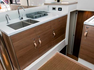 Galley of Kos 42.6, a Bali 4.2 catamaran at Preveza, Greece